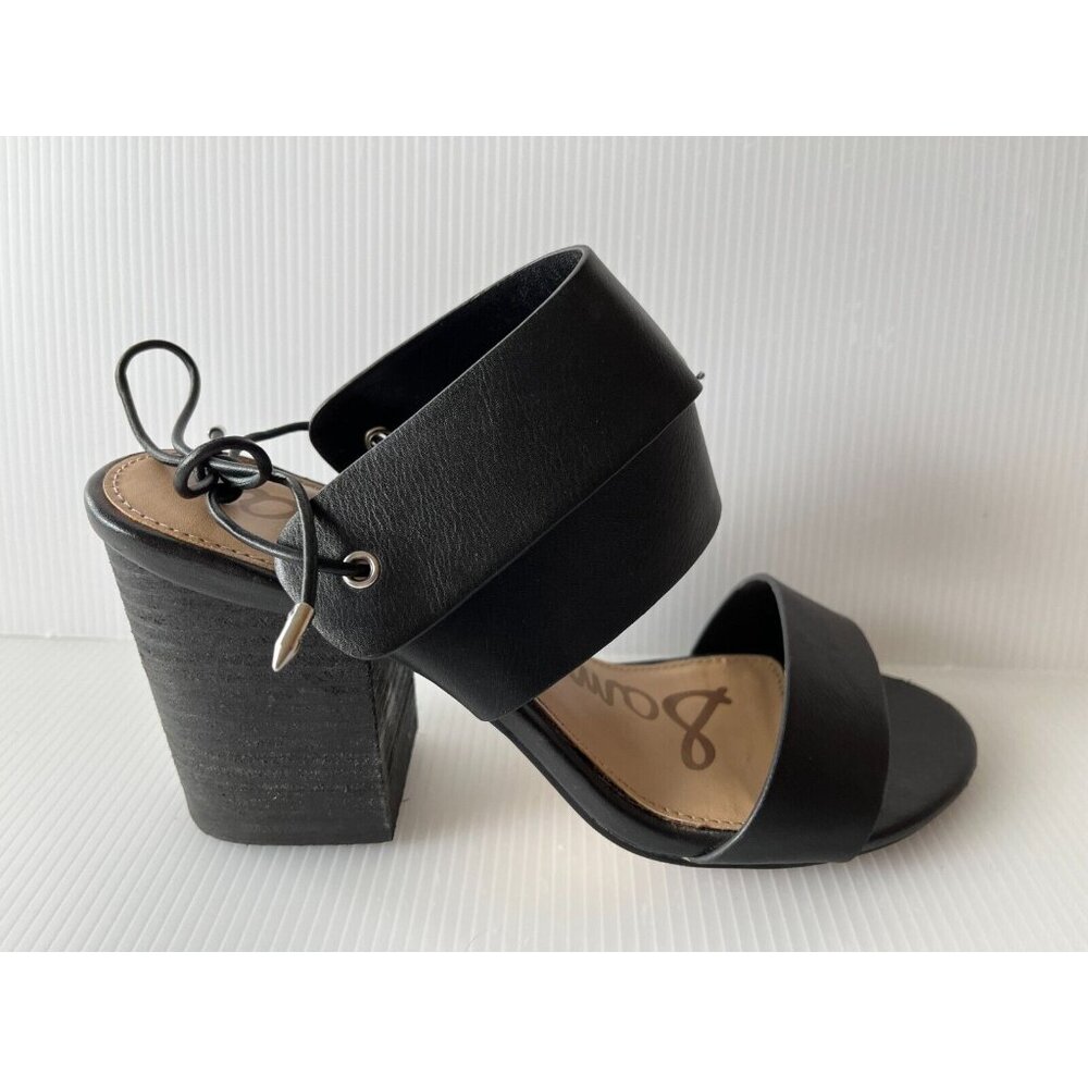 Sam Edelman Black Thick Strap "Valerie"  Open Toe Heels, Size 8.5 (US)